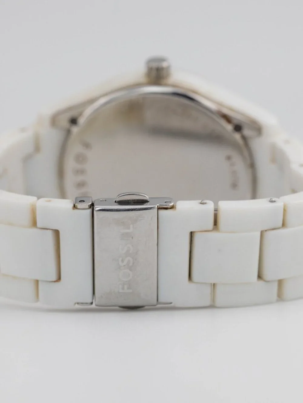 Fossil Stella ES-1967 White Resin Quartz Analog Women's Watch New Battery